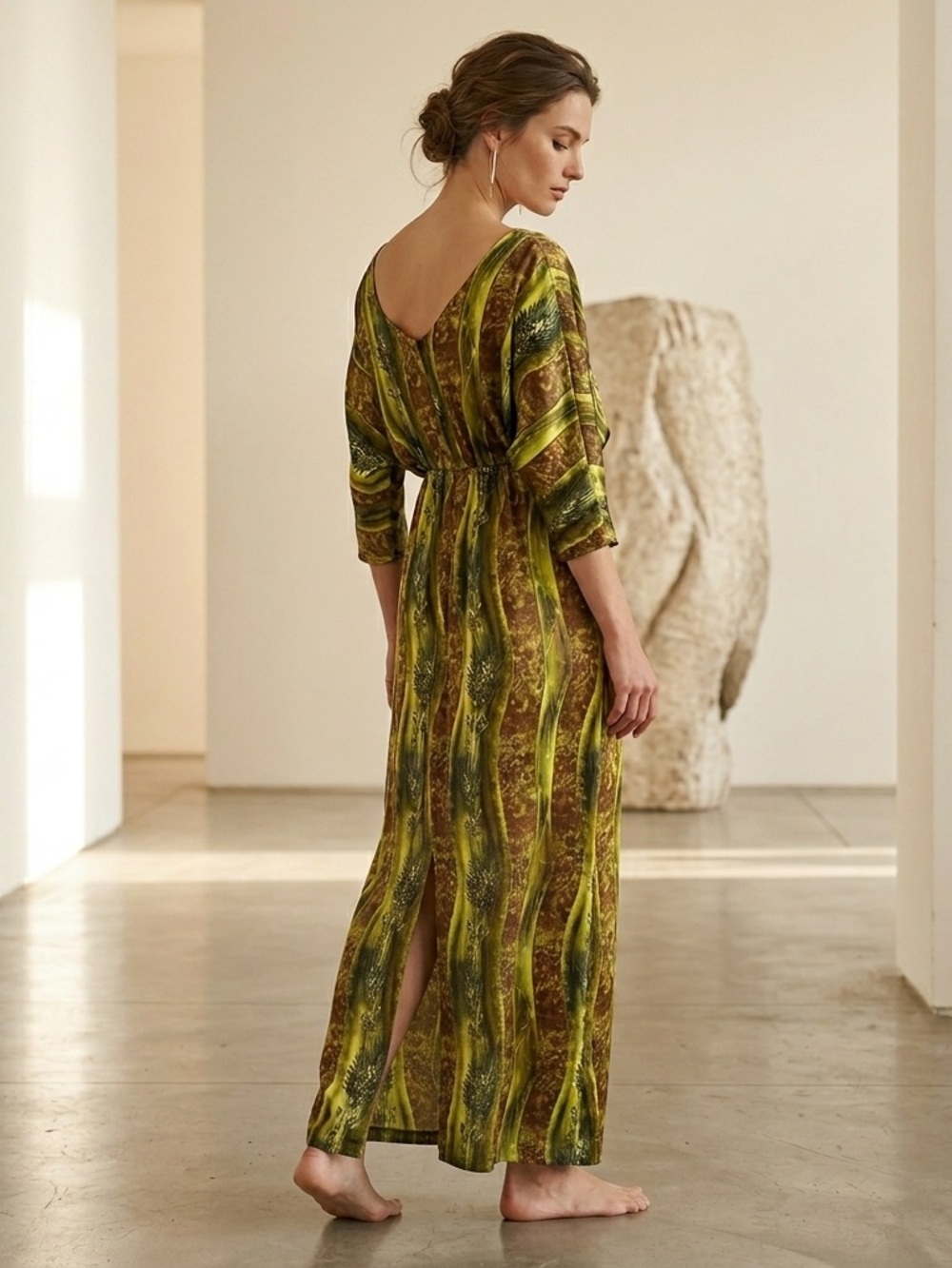 ✨ Artist-Made OOAK 100% Silk Maxi Gown – The "Botanical Drift" Gown ✨